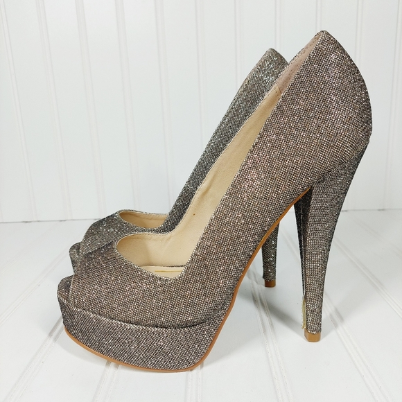 NEW COLIN STUART Glittery Open Toe Heels C879 - Picture 2 of 11